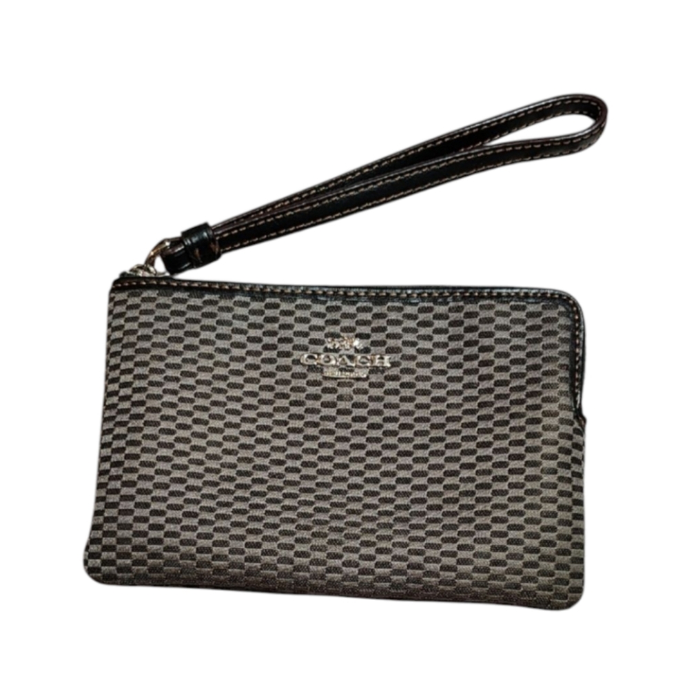 Coach Textured Black Wristlet - Picture 1 of 5